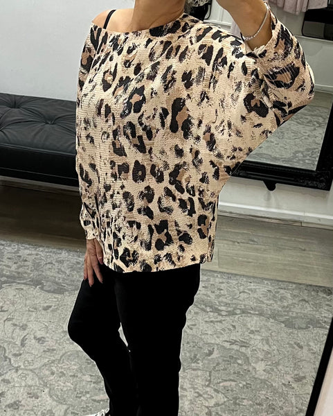 Italian Leopard Print Knit - Gold