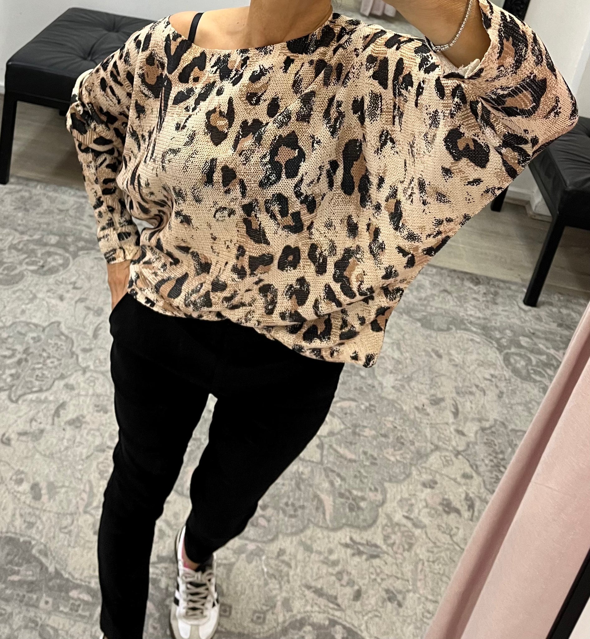 Italian Leopard Print Knit - Gold