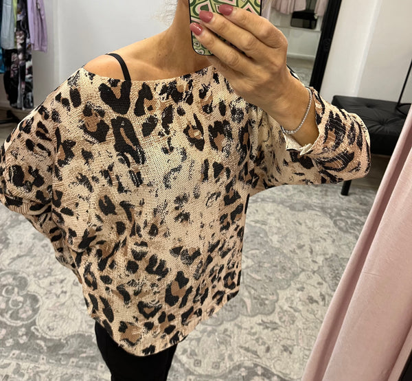 Italian Leopard Print Knit - Gold