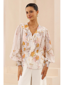 Romantic Floral Frill Blouse
