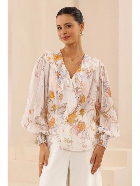 Romantic Floral Frill Blouse