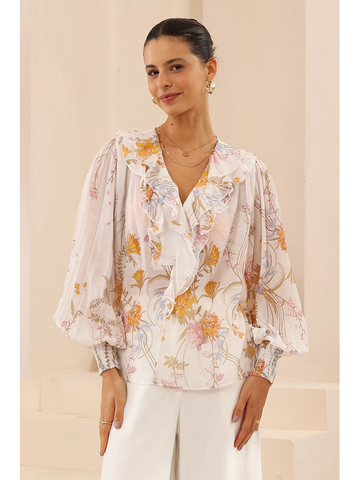 Romantic Floral Frill Blouse