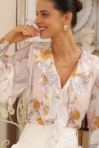Romantic Floral Frill Blouse