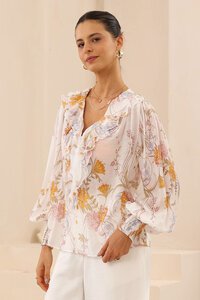 Romantic Floral Frill Blouse