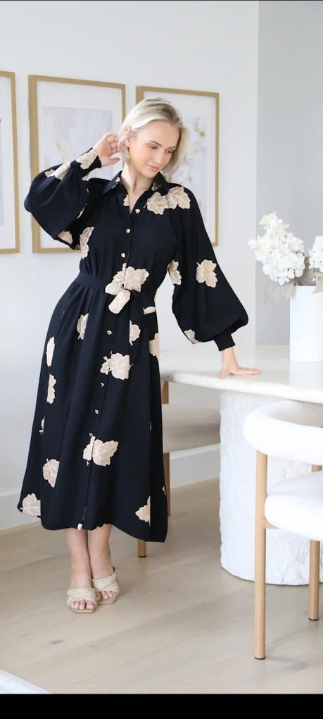 Embroidered Leaf Dress