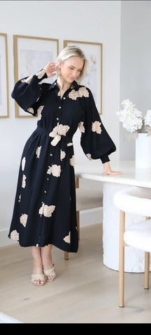Embroidered Leaf Dress