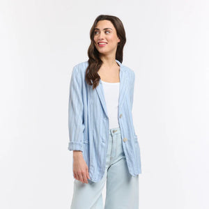 Ticking Slouch Jacket - Blue