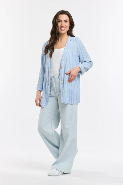 Ticking Slouch Jacket - Blue