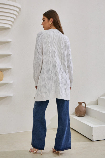Cable Knit Cardigan - White