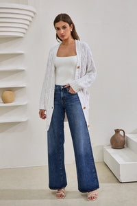 Cable Knit Cardigan - White