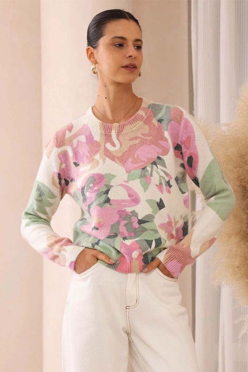 Romantic Flower Print Jumper