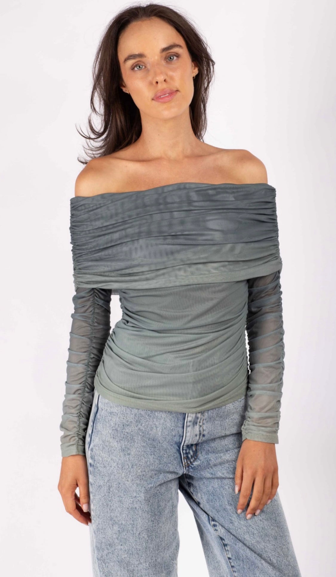 Off-Shoulder Mesh Top