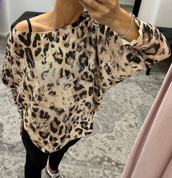 Italian Leopard Print Knit - Gold
