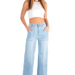 Wakee Wide Leg Light Blue Denim Jeans