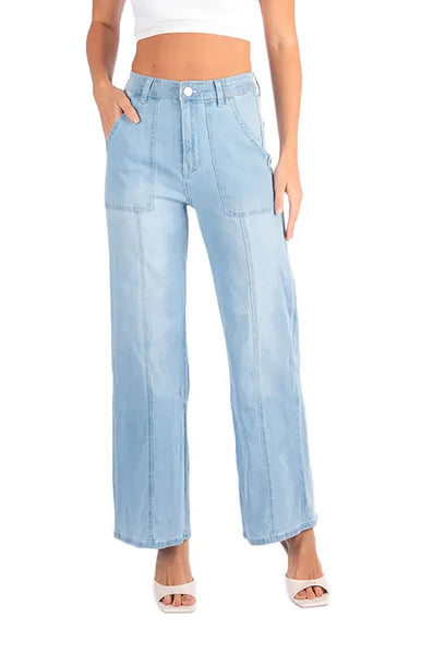 Wakee Wide Leg Light Blue Denim Jeans