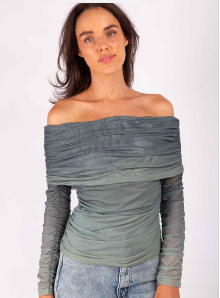 Off-Shoulder Mesh Top
