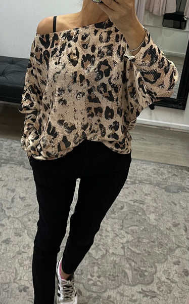 Italian Leopard Print Knit - Gold