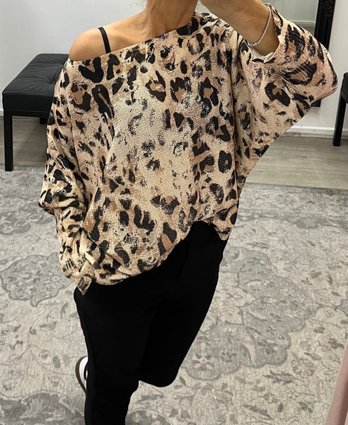 Italian Leopard Print Knit - Gold