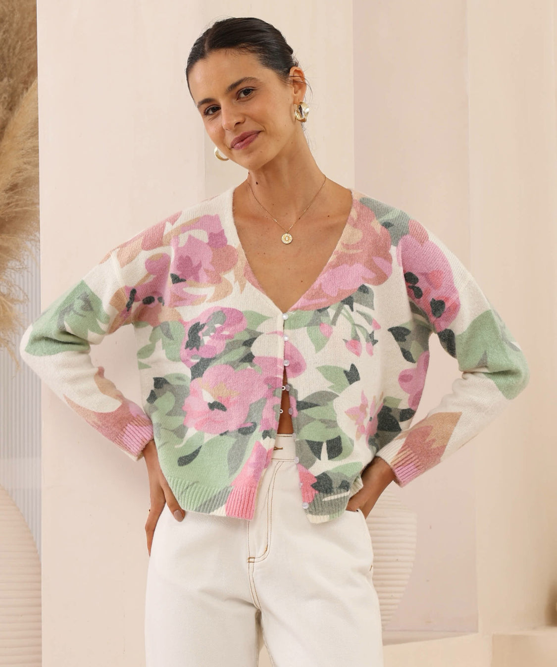 Romantic Flower Print Cardigan