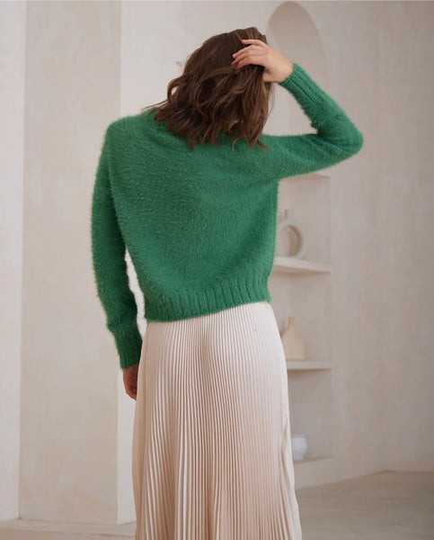 Fluffy Short Jumper - Green