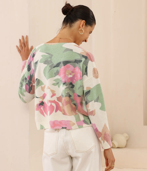 Romantic Flower Print Cardigan