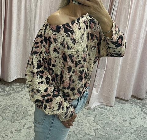 Italian Leopard Print Knit - Pink
