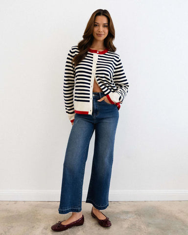 Navy Stripped Cardi