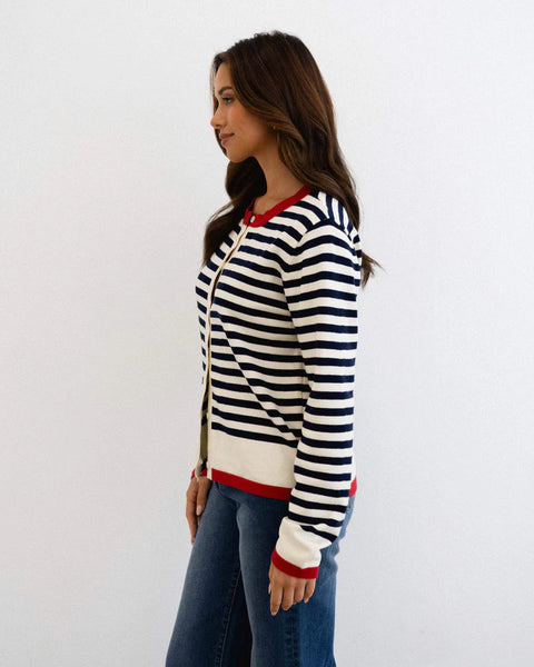 Navy Stripped Cardi