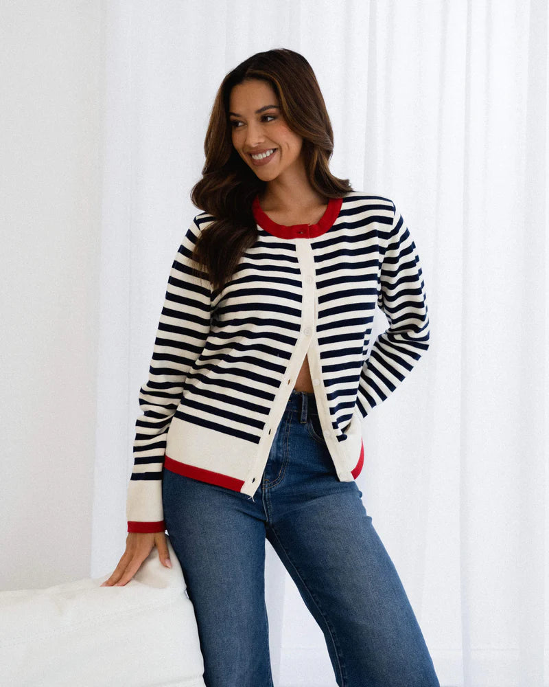 Navy Stripped Cardi