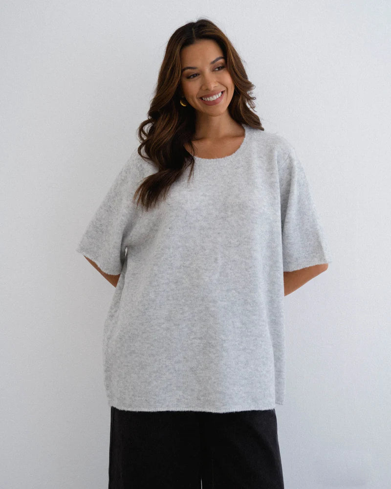 Short Sleeve Knit - Grey