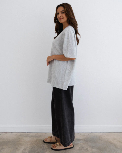 Short Sleeve Knit - Grey
