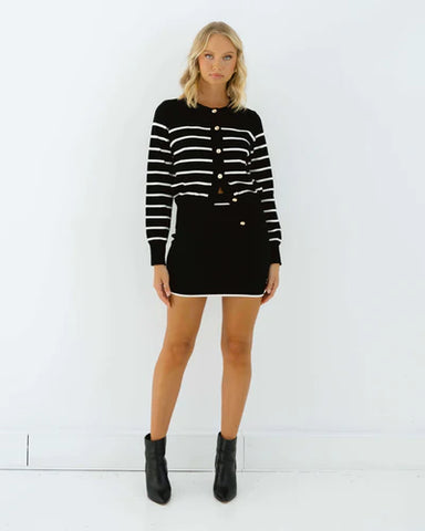 Black / White Stripe Cardigan