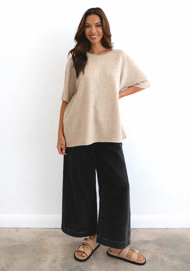 Short Sleeve Knit - Beige