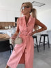 Pink Maxi Denim Dress
