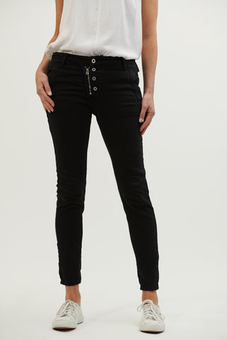 Italian Star Button Jeans - Black