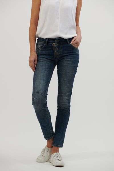 Italian Star Button Jean - Denim
